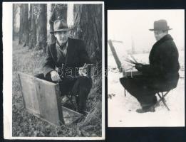 Sárdy Brutus (1892-1970) festőművész, restaurátor 2 db fotója, 16x12 cm és 14x9 cm közötti méretben