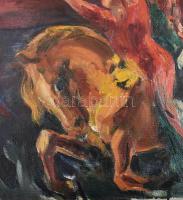 Jelzés nélkül: Műlovaglók. Olaj, vászon, szép állapotban, 70x50 cm