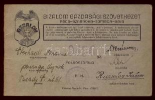 1944 Bizalom Gazdasági Szövetkezet csekkfüzet / Check booklet