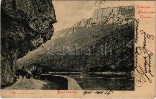 1901 Orsova, Kazán-szoros. Hutterer G. kiadása / Kasanpartie / Cazane / gorge (EB)