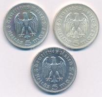 Német Harmadik Birodalom 1936A 5M Ag "Hindenburg" (3x) T:2,2- German Third Reich 1936A 5 R...