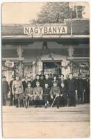 1940 Nagybánya, Baia Mare; vasútállomás, bevonulás / railway station, entry of the Hungarian troops. photo (ragasztónyom / glue marks)