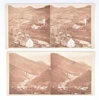 cca 1885 Vihnye (Felvidék), 2 db sztereófotó, 8,5×17 cm / Vyhne, 2 stereo photos