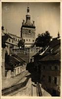 Segesvár, Schässburg, Sighisoara; tér és toronyóra / Partie am Stundturm / square, clock tower. photo (fl)