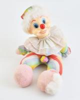 Zenélő, ülő bohóc, működik, sérült, m: 21 cm