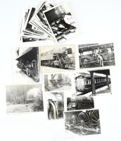27 db mozdonyokat ábrázoló, vasúti témájú fotó, 18x13 cm körül / Railway, locomotives, 27 vintage photos