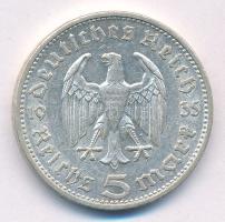 Német Harmadik Birodalom 1935G 5M Ag "Hindenburg" T:2 patina German Third Reich 1935G 5 Re...