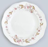 Antik Óherendi virágmintás tányér, jelzett, Des 78, kopásokkal, d: 20 cm