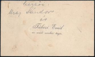 cca 1895 Tábori Emil, az aradi színház tagjának névjegykártyája