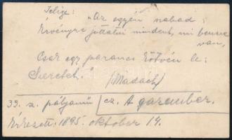 cca 1895 Tábori Emil, az aradi színház tagjának névjegykártyája