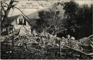 Tekija (Kladovo), Durch 42er Mörser verursachte Zerstörungen / house destroyed by a 42 cm mortar cannon, WWI military destruction
