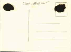 Szentgotthárd, Országzászló, Hősök szobra, emlékmű, templom. photo (11 cm x 8,3 cm) (ragasztónyom / ...