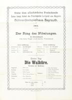 1912 Byreuth színházi plakát (Der Ring des Nibelungen, Die Walküre), hajtott, kis szakadásokkal, 42×30 cm
