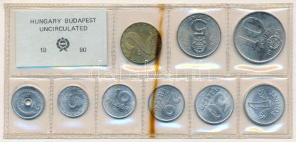 1980. 2f-10Ft (9xklf) érmés forgalmi sor fóliatokban T:1 fólián elszíneződés Adamo FO13