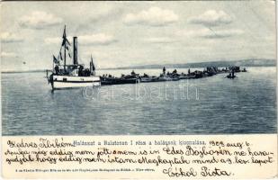 1903 Balaton, Halászat a Balatonon. I. A halászok kivonulása. Ellinger Ede cs. és kir. udvari fényképész kiadása (fa)