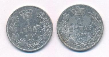Szerbia 1897. 1D Ag "I. Sándor" + 1904. 1D Ag "I. Péter" T:2,2-
Serbia 1897. 1 ...