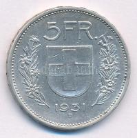 Svájc 1931B 5Fr Ag T:1- patina Switzerland 1931B 5 Francs Ag C:AU Krause KM#402