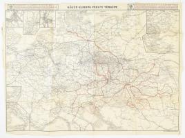 Közép-Európa vasúti térképe, kiadja Posner Károly Lajos és Fia, szakadásokkal, 52×70 cm