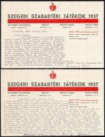 1938 Kolozsvár, Szegedi Szabadtéri Játékok fejléces levélpapírjára írt levél Janovics Jenő aláírásával, 2 db