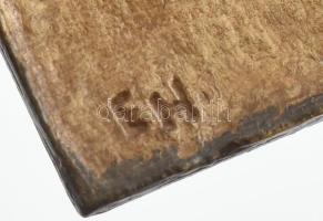 Erwin Huber (1929-2006): II. János Pál pápa emlék relief, Ausztria, 1988. Réz, jelzett, 16,5x7 cm