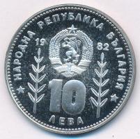 Bulgária 1982. 10L Ag "Labdarúgás / Labda és háló" T:1- (PP) patina 
Bulgaria 1982. 10 Le...
