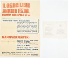 1960 III. Országos Ifjúsági Kamarazene Fesztivál plakátja és műsora, hajtott, 66×50 cm