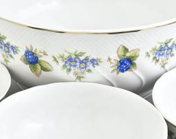 Hollóházi szedermintás 6 személyes kompótos készlet, hibátlan, d: 14-23 cm