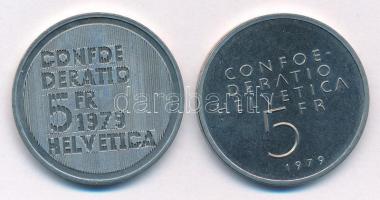 Svájc 1979. 5Fr Cu-Ni "Albert Einstein születésének 100. évfordulója" + 5Fr Cu-Ni "Al...