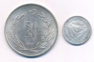 Törökország 1977. 50L Ag + Dél-Afrika 1937. 5p Ag T:1-,2- Turkey 1977. 50 Lira Ag + South-Africa 1937. 5 Penny C:AU,VF