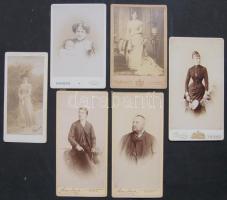 cca 1880-1910 6 db nagyméretű keményhátú fotó / 6 vintage photos from American, Bulgarian, German photographers