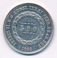 Brazília 1866. 500R Ag T:1- Brazil 1866. 500 Reis Ag C:AU Krause KM# 464