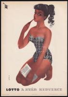 1959 Sinka Mátyás (1921 -): Lotto a nyár kedvence, villamosplakát, 24x17 cm