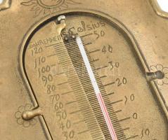 Réz fali hőmérő Celsius + Farenheit jelzéssel Nap és Hold ábárzolással 21 cm