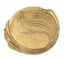 Vésett réz tálka + réz virág formájú gyertyatartó 23 + 25 cm