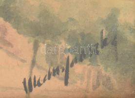 Mednyánszky jelzéssel. Nyíregyházi római katolikus templom. Akvarell, papír. 40x30 cm. Dekoratív, üv...