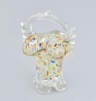 Murano üveg kosár, jelzés nélkül, hibátlan, m: 16,5 cm