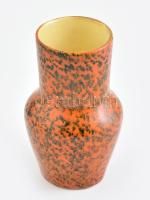 Tófej retró mázas kerámia váza, jelzés nélkül, minimális kopással, m: 16,5 cm