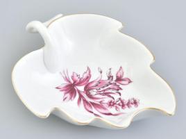 Hollóházi leveles tálka, jelzett, hibátlan, d: 14 cm