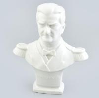Herendi porcelán Horthy Miklós kormányzó büszt. Fehér mázas, jelzett, hibátlan Erdey Dezső (1902-1957) szobrász jelzett formaterve. m: 23,5 cm