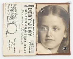 1938 BTE fényképes korcsolyajegy igazolvány