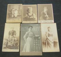 cca 1880-1910 6 db nagyméretű keményhátú fotó klf magyar fényképészek műterméből / 6 vintage photos