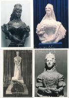 Erzsébet királynő (Sissi) - 4 db modern képeslap: szobrok / Empress Elisabeth of Austria (Sisi) - 4 modern postcards: statues