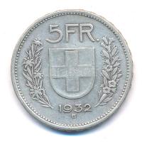 Svájc 1932B 5Fr Ag T:2- Switzerland 1932B 5 Francs Ag C:VF  Krause KM#402