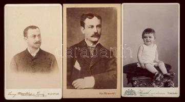 cca 1880-1900 3 db keményhátú fotó klf ritka magyar fényképészek műterméből / 3 vintage photos