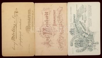 cca 1880-1900 3 db keményhátú fotó klf ritka magyar fényképészek műterméből / 3 vintage photos