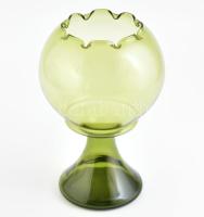 Retró zöld üveg váza, hibátlan, m: 24 cm