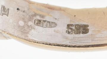 Arany (Au/14k) fehérarany gyűrű zafírral és briliánsokkal ékített, m: 55, bruttó: 3,8g