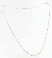 Arany (Au/14k) collie / nyaklánc, brillekkel cca. 0,08ct és igazgyönggyel ékített, h: 40 cm, , brutt...