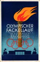 1936 Olympischer Fackellauf in Österreich Weihestunde Wien Heldenplatz / Olimpiai fáklyaváltó Ausztriában / Olympic torch relay in Austria, Vienna. So. Stpl (EK)
