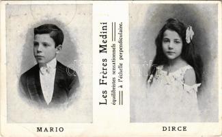 1908 Mario, Dirce, Les Freres Medini équilibristes sensationnels a léchelle perpendiculaire / Cirkuszi akrobaták / circus acrtobats (EK)